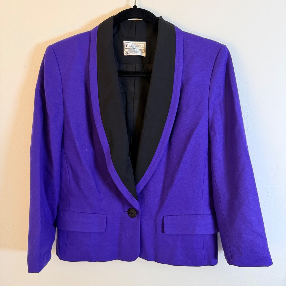 VTG Pendleton Womens 4 Purple Wool Blazer 80s/90s Power Bold Maximalist Chic